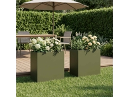 Vidaxl Vaso De Jardim 2 Unid. Verde-azeitona 50 X 30 X 40 Cm
