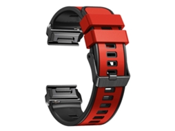 Bracelete Silicone Liberação Rápida Duas Cores para Garmin Descent G1/Instinct 2 Vermelho/Preto