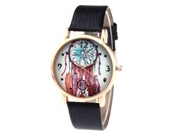 Relógio de Pulso Feminino de Quartzo com Pulseira Pu Estilo Moderno e Simples (preto)