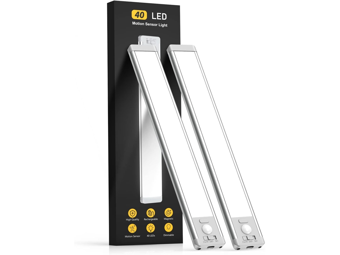 Luminária de Bancada, Pacote com 2 Unidades, Recarregável, com Sensor de Movimento, para Uso Interno. Luminária Sem Fio Cozinha e Escadas BRILVIBERA