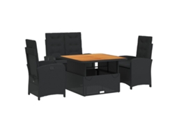 Garden Dining Set, Garden Dining Sets Vidaxl Preto Rattan / Vime (mesa Com 110 Cm De Comprimento)