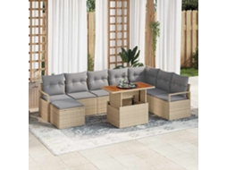 Vidaxl Conjunto De Sofá De Jardim 9 Unid. Bege E Cinza