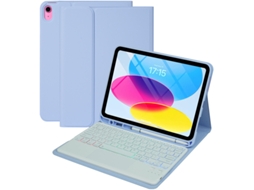Capa Com Teclado Para Ipad 10th/11tha16 Geração, Retroiluminação Em Cores Do Arco-íris, Teclado Destacável Roxo Hexinyigjly