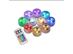Luz Subaquática Mini Rgb 10 Peças Luminária Led Piscina Aquário Jardim Controle Remoto