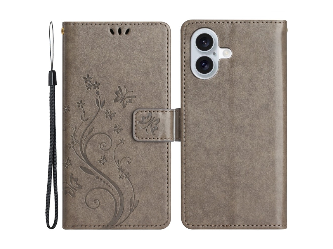 Capa Em Couro Pu À Prova De Choque Para Apple Iphone 16 - Cinzento