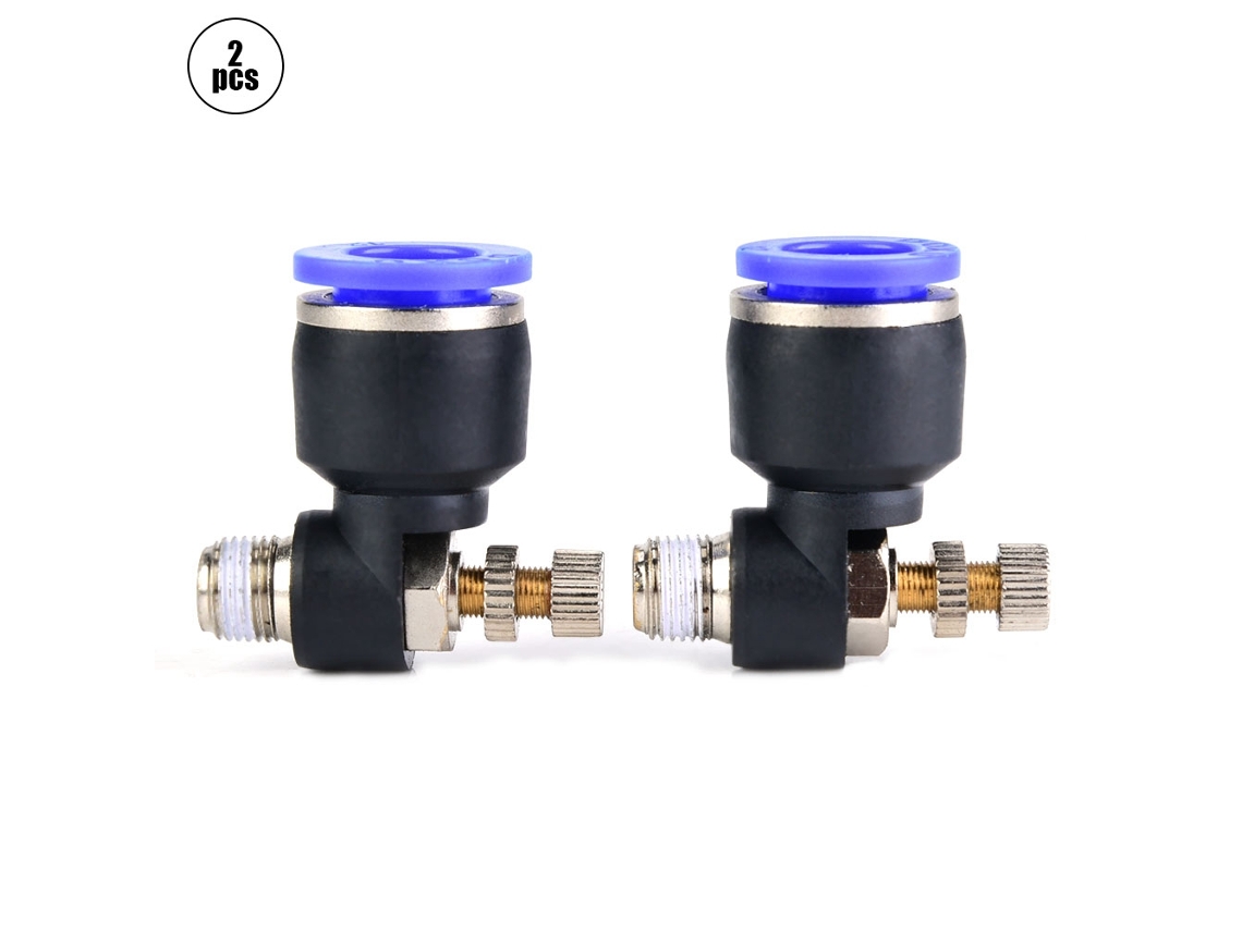 2pcs Controlador De Velocidade De Fluxo De Ar Tubo Conexão Pneumática Regulador Valvula Sl12-01