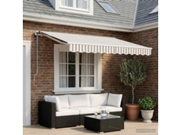 Vidaxl Toldo Retrátil Cinza Claro E Branco 300 X 250 Cm Poliéster