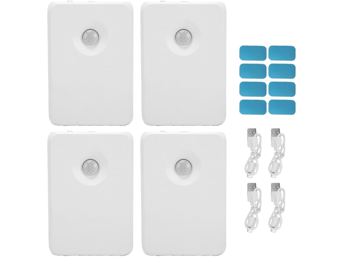 Luz noturna com sensor de movimento, LED recarregável com 7 núcleos variáveis para uso interno em escadas e guarda-roupas.