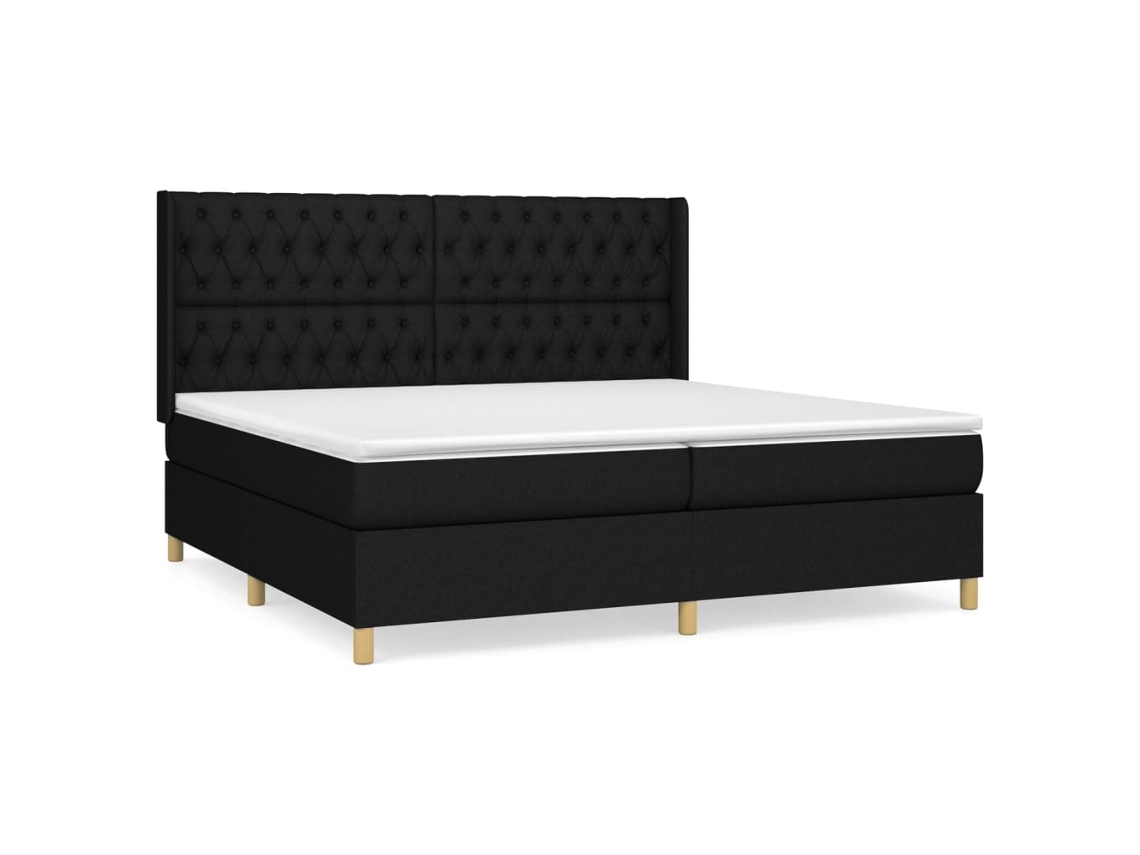 Cama com Molas/colchão 200x200 Cm Tecido Preto MAISON EXCLUSIVE