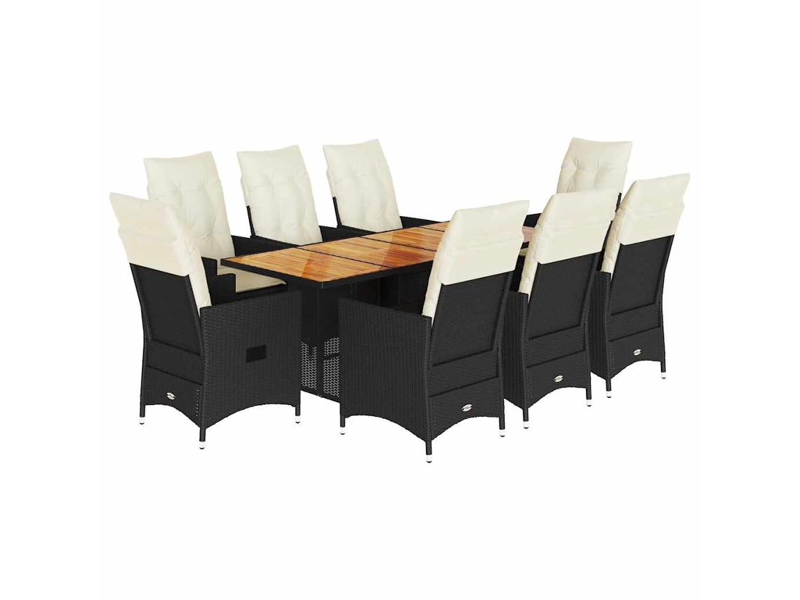 Garden Dining Set, Garden Dining Sets Vidaxl Preto Rattan / Vime (190 X 80 X 75 Cm)