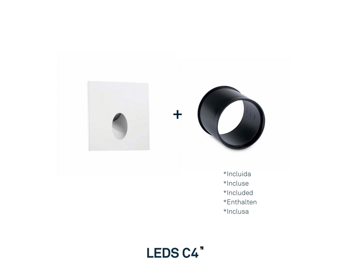 Sinalização LEDS C4 Step Square 2W 3000K CRI 80 Branco IP20 67Lm