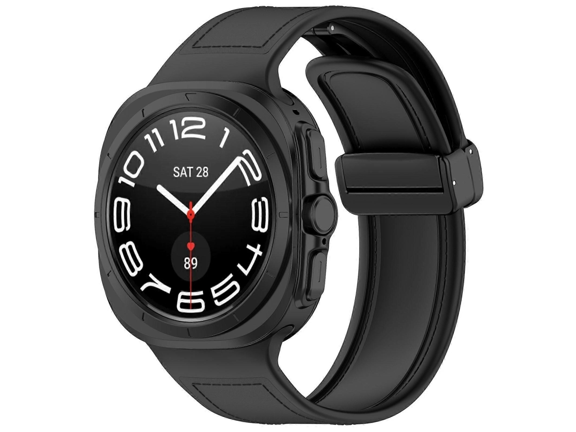 Pulseira De Couro De Silicone Com Fecho Dobrável Magnético Para Samsung Galaxy Watch Ultra 47mm