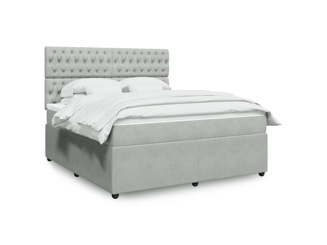 Vidaxl Cama Com Molas/colchão 180x200 Cm Veludo Cinzento-claro
