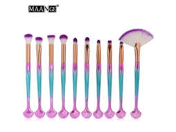 Juego de 10 brochas de maquillaje para polvos, sombras de ojos, cejas y labios, color blanco y morado Vante