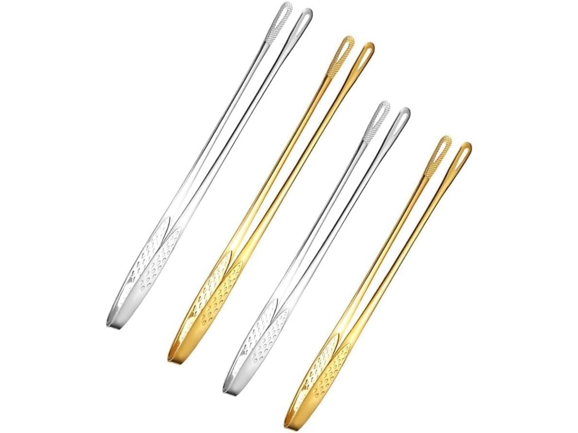 Conjunto De 2 Pinças Retas Aço Inoxidável, 4cm Para Churrasco, Ideais Para Uso Na Cozinha E Ao Ar Livre
