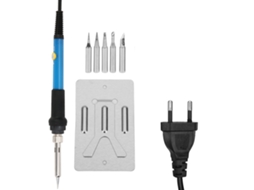 Conjunto de ferro de soldar elétrico de 7 peças com temperatura ajustável, 60W 220V, para gravação e soldagem em madeira.