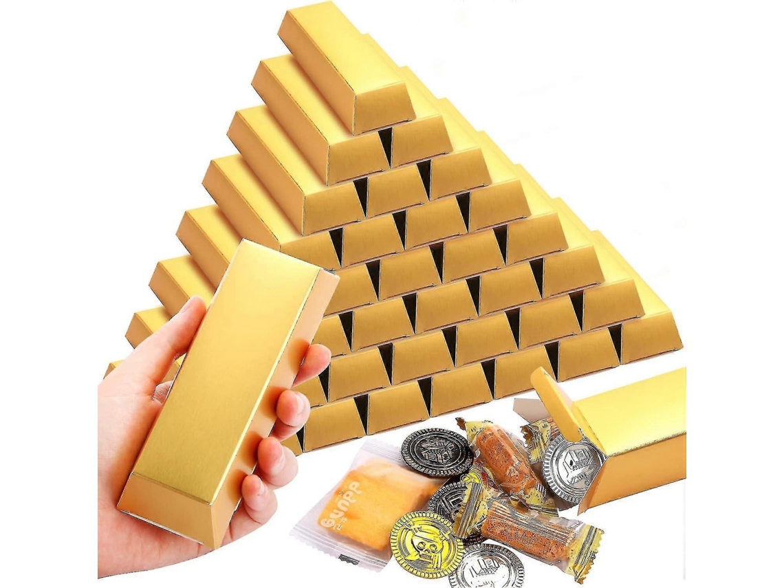 Caixa De Presente Com 36 Barras De Ouro Falsas, Estilo Tijolo De Ouro, Para Cassino, Ideal Para Festas Douradas. Aquaforge