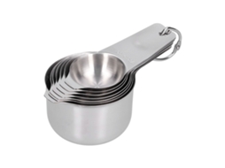 Conjunto Copos E Colheres De Medição Aço Inoxidável Com Escala Para Cozinha E Confeitaria
