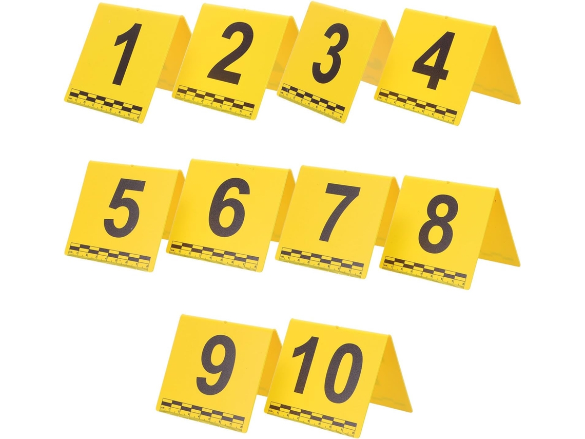 Besportble Pacote com 10 Marcadores de Evidências Amarelo Plástico 9,00 X 7,60 7,20 Cm Polegadas Resistente