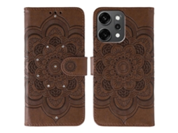 Capa Para Oppo Reno14 Pro 5g (global) Com Decoração Em Strass, Couro Sintético, Estampa De Mandala, Capa Para Celular Com Alça De Pulso Marrom