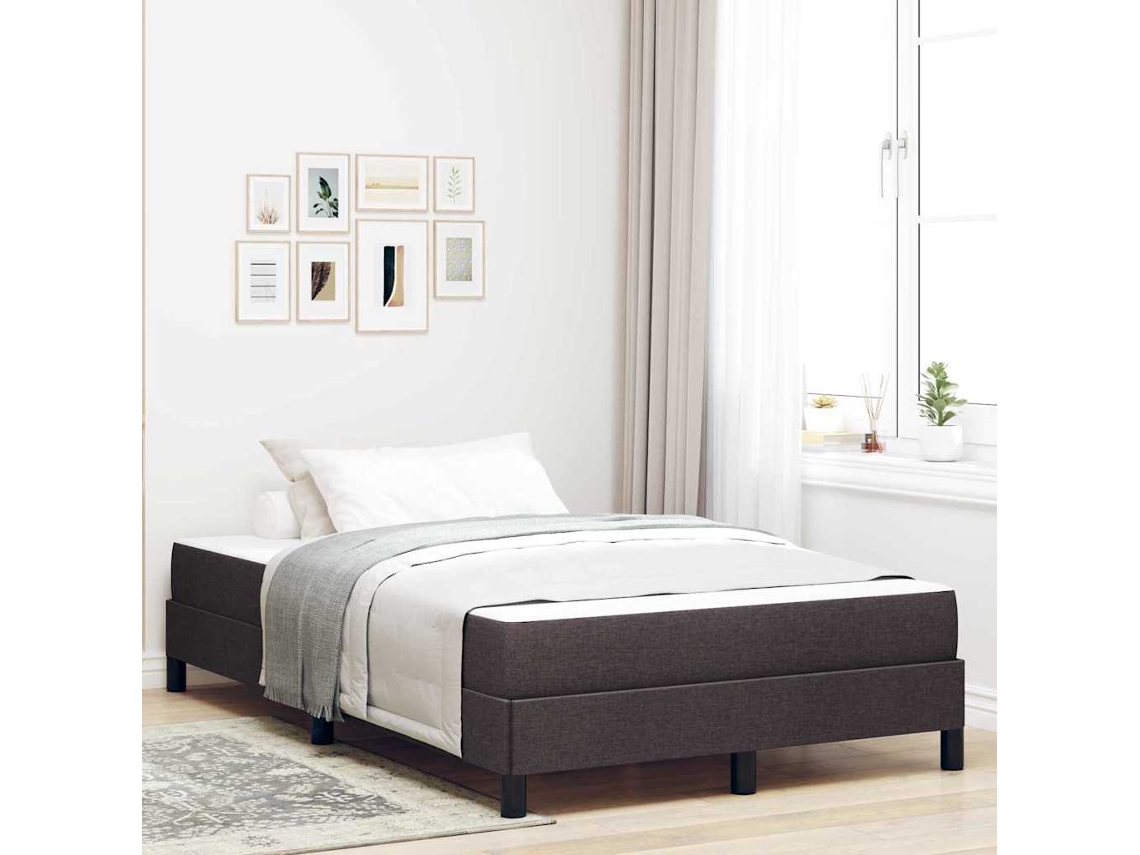 Vidaxl Cama Box Com Colchão Marrom Escuro 120 X 200 Cm Tecido