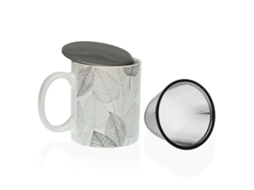 Chávena com Filtro para Infusões Versa Gardee Folhas Porcelana Grés