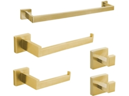 Conjunto De 5 Peças Acessórios Para Banheiro, Incluindo Barra De Toalha Em Aço Inoxidável E Acessórios Quadrados