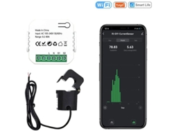 Lurelia Interruptor De Energia Inteligente, Medidor De Energia Wi Fi Tuya Smart Life 80a Com Braçadeira Conversora De Energia Kw