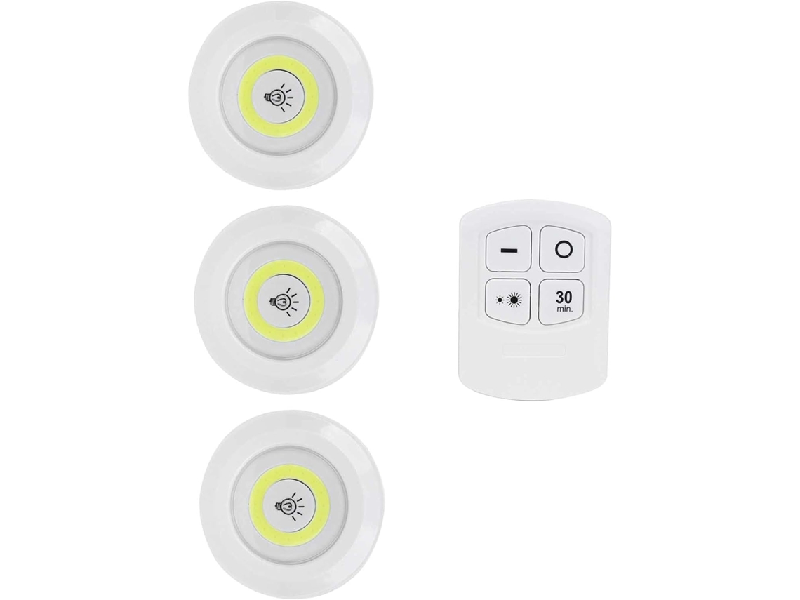 Conjunto De 3 Luminárias Noturnas Com Led Cob, 150lm, Controle Remoto,