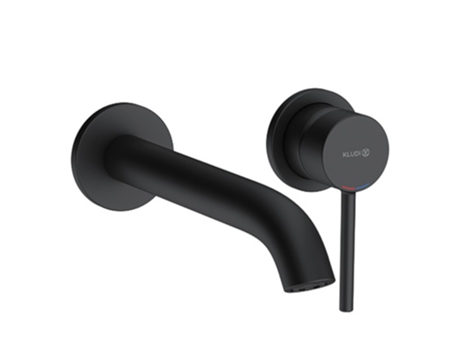 Misturadora Monocomando De Parede Kludi Bozz Com Dois Furos, De 230 Mm De Saliência, 382453976, Cor Preto Mate