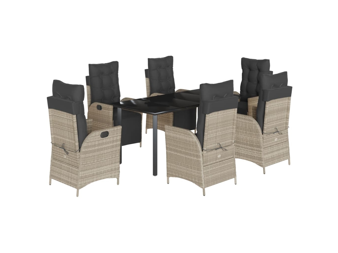 Garden Dining Set, Garden Dining Sets Vidaxl Cinzeto Rattan / Vime (mesa Com 160 Cm De Comprimento)