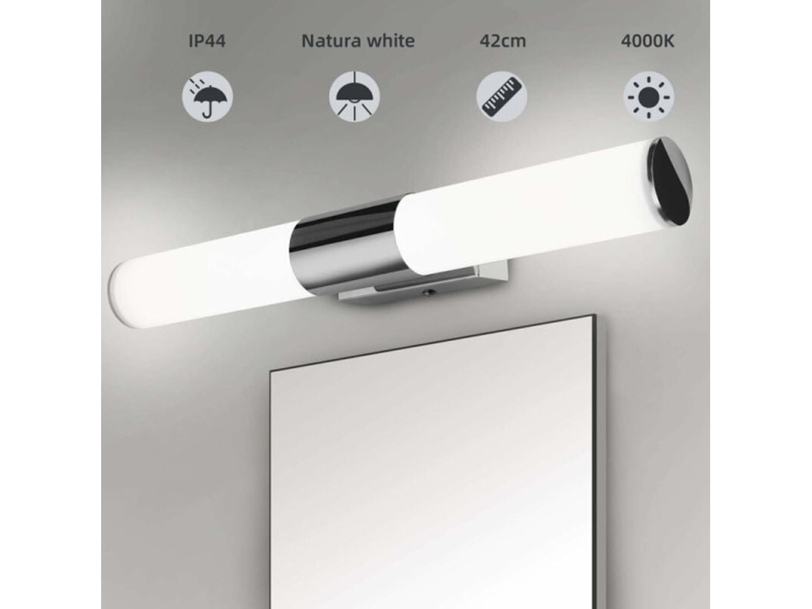 Luz Led Para Espelho De Casa De Banho Cromada Sem Perfuração