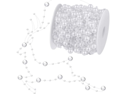 Colar de Pérolas Artificiais, 30m/99 pés, Decoração de Natal e Casamento, Branco