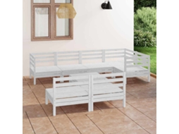 Vidaxl 8 Pcs Conjunto Lounge De Jardim Pinho Maciço Branco