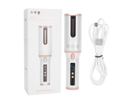 Chapinha De Cachos Automática Sem Fio Usb Recarregável Com Lcd Branca
