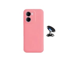 Kit Suporte Magnético Capa Proteção Silicone Gift4me Para Xiaomi Redmi 15a 5g - Rosa
