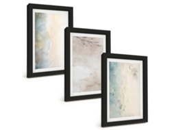 Composição De Quadros Na Paredecartões Delicados Em Aquarela Moldura Preta Quadros Para A Sala De Estar Espelharte (3 Peças 20x30 Cm)