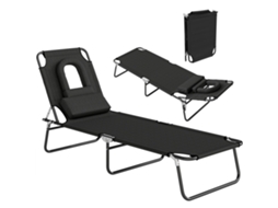 Bain de Soleil Flexível Transat Inclinável 4 Posições ESSÊNCIACASA (preto)
