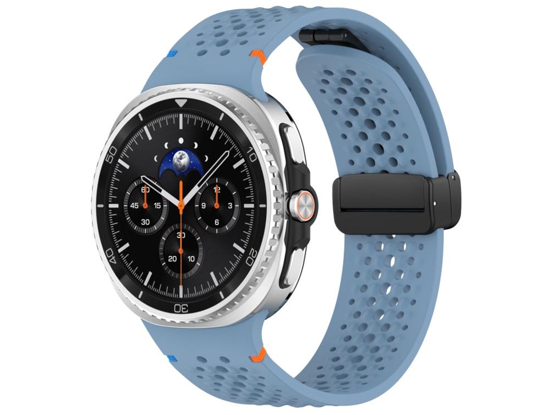 Bracelete Para Samsung Galaxy Watch 8 / 8 Classic - Silicone Respirável Com Padrão Colmeia E Fivela Magnética Preta - Azul Oficial