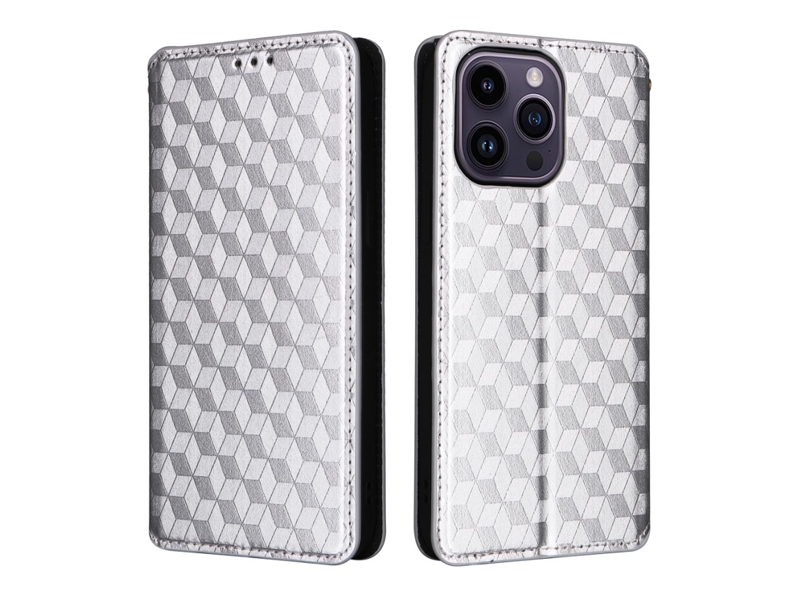 Capa Para Iphone 15 Pro Max Pele Sintética Prateado