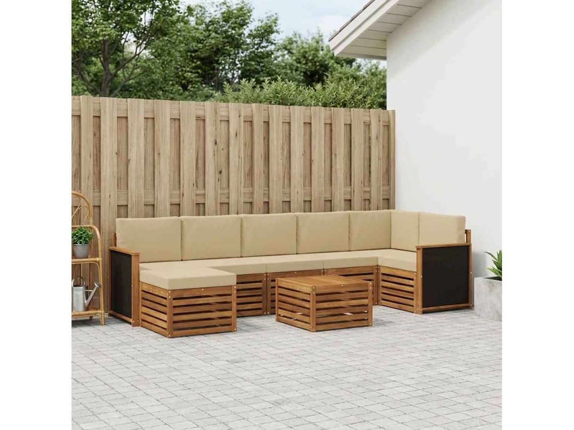 Vidaxl Conjunto De Sofás Para Exterior 7 Unid. Natural