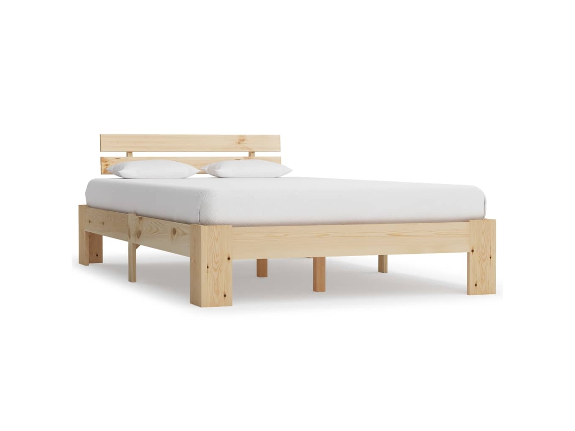 Vidaxl Estrutura De Cama Com Cabeceira 140x200 Cm Pinho Maciço