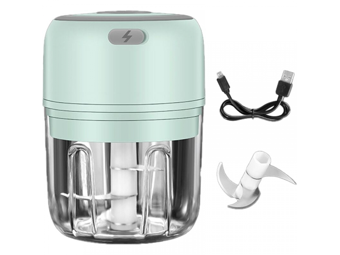 Mini Picador De Alho Elétrico Verde Portátil Pequeno Sem Fio Para Aquaforge (250ml)