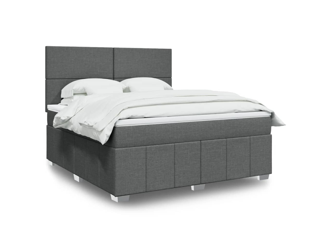Vidaxl Cama Com Molas/colchão 180x200 Cm Tecido Cinzento-escuro