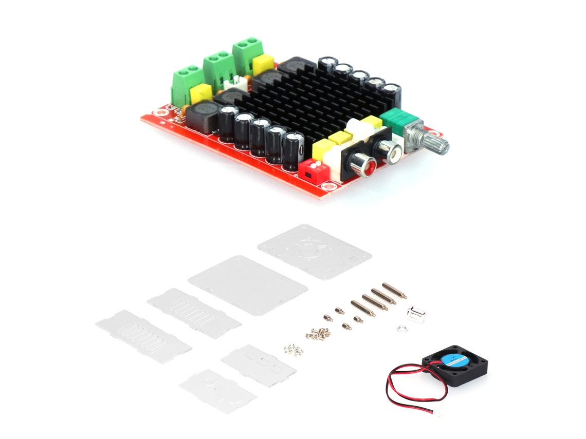 Módulo Amplificador Áudio Digital Alto Poder Tda7498 Placa Xh-a101 Com Carcassa Abs