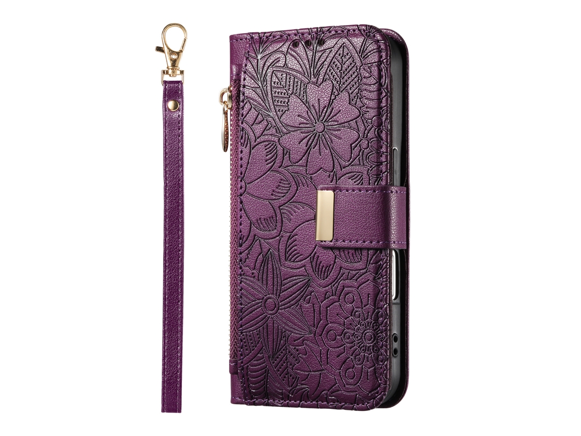 Capa Para Celular Com Cordão E Compartimento Completo Para Cartões.roxo Com Cordão Combinando, Moto G72