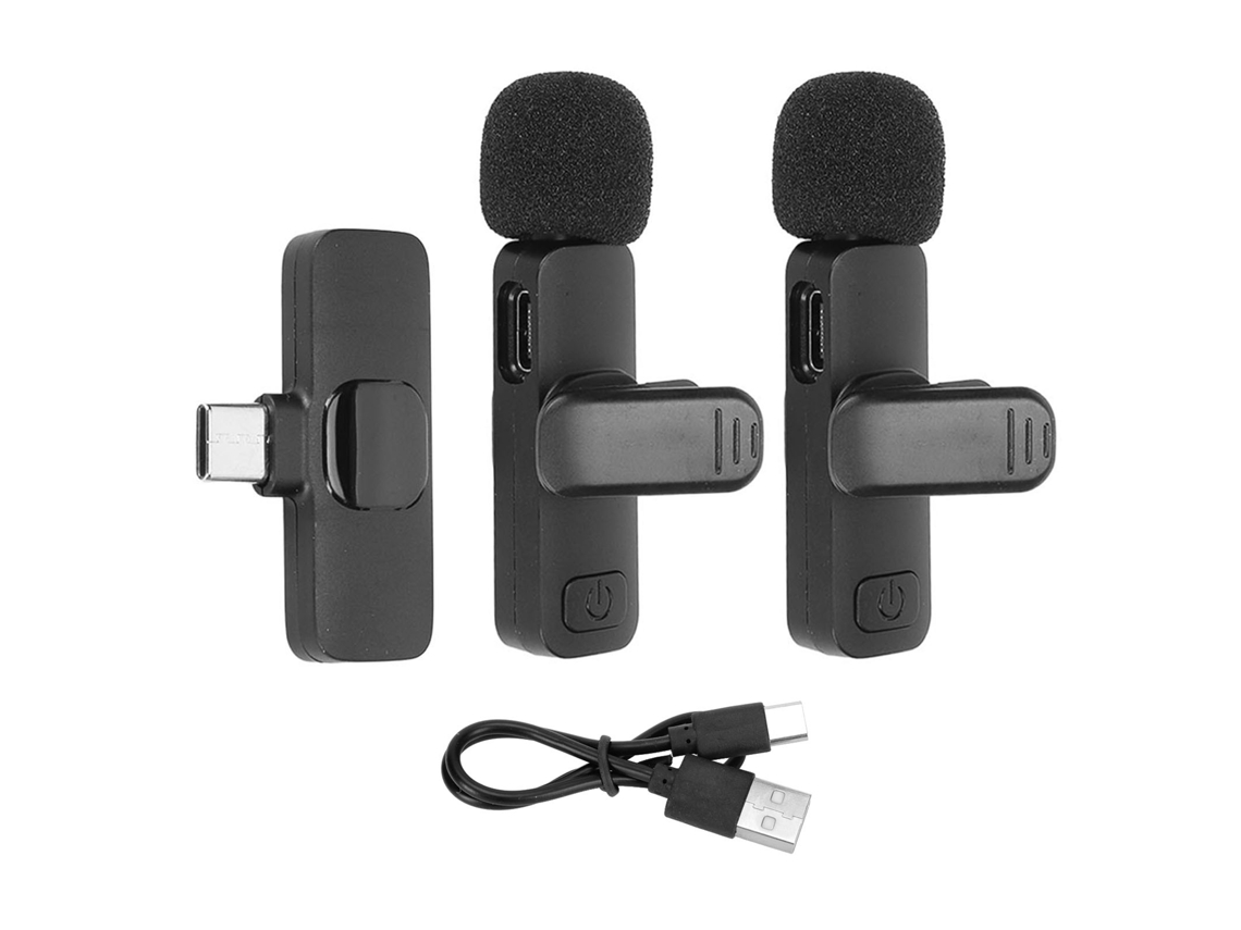 Lurelia Microfone De Lapela Sem Fios Redução De Ruído Plug And Play Tipo C 1 Para 2 Para Gravação