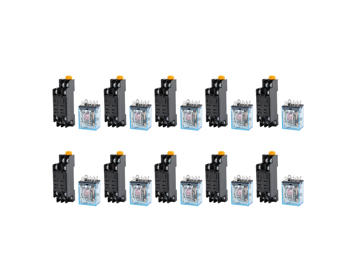 Conjunto de 10 Relés de Potência de 8 Pinos com Base e Bobina AC220V S/MARCA