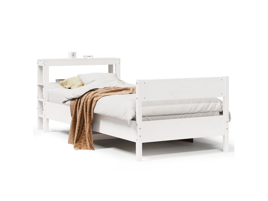 Cama Sem Colchão de Madeira de Pinho Maciça Branco MAISON EXCLUSIVE 90x190 cm