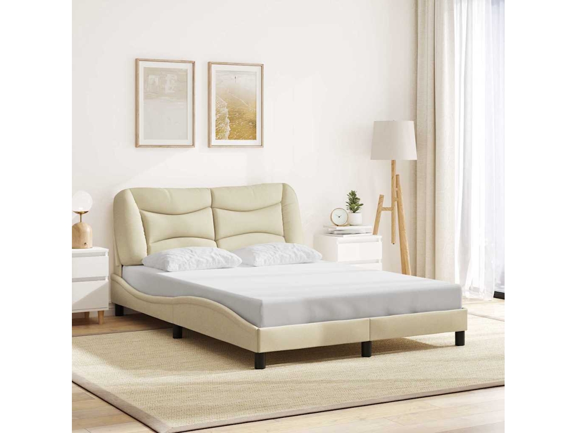 Vidaxl Estrutura De Cama Sem Colchão Hvar 120x200 Cm Tecido Cor Creme
